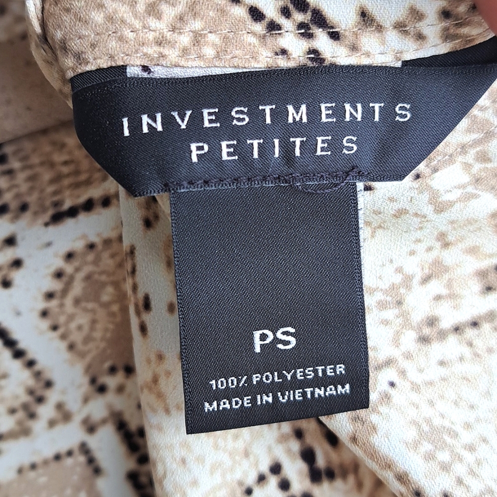 Nwot Tan Ombre Python Pattern Blouse Investments Petite Small - Office Workwear - Picture 7 of 8